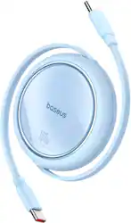 Baseus - Free2Pull Mini 100W Retractable USB C Cable Fast Charging for iPhone 16 and Samsung 3.3ft - Blue - Front_Zoom