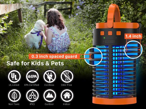 1.4 inch USB DO 0.3 inch spaced guard Safe for Kids & Pets L UL Listed EPA EPA Certified Cordless Odor Free Non Toxic IPX3 Outdoor Indoor