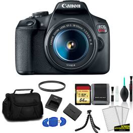 Canon - EOS Rebel T7 EF-S 18-55mm IS II Kit with 64GB Memory Card + UV Filter + More - International Model