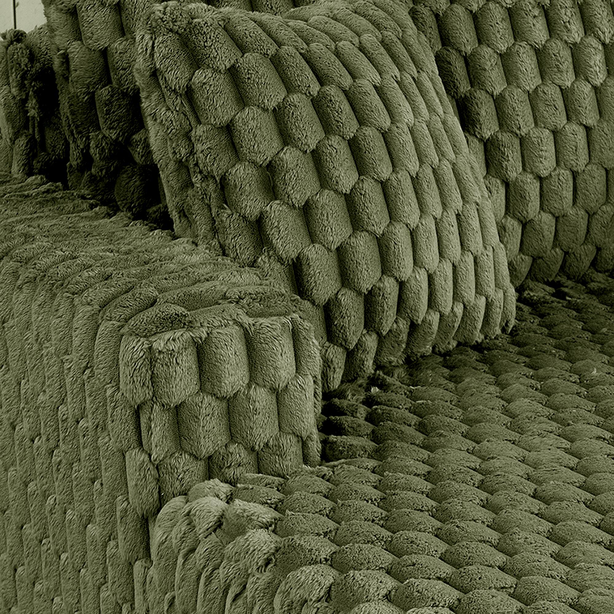 Angle. KERDOM - Living Room Fluffy Plush Laydown Oversized Chair Bed Lounge Sofa, Sleeper Couch Bed With Storage Space Daybed For Office - Green.