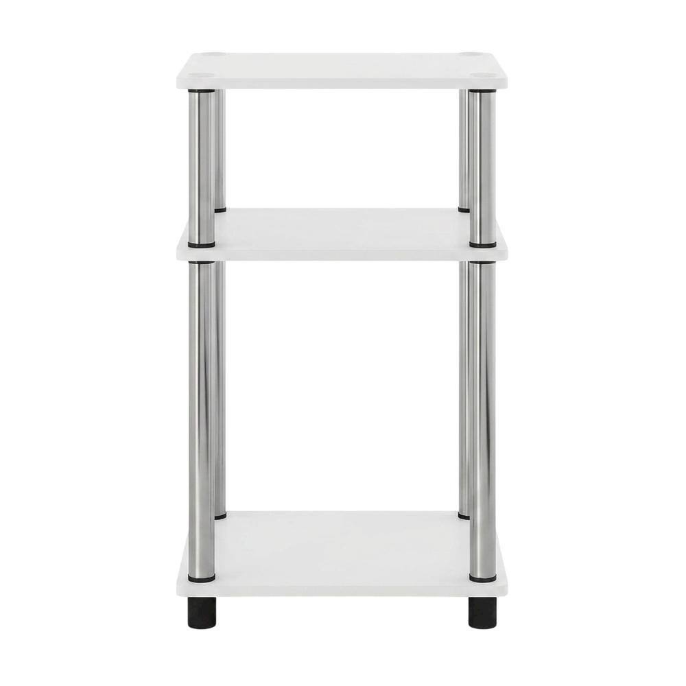 Back. FurniFact - White Oak and Chrome 3-Tier End Table 2-Pack with Modern Design - White Oak/Chrome.