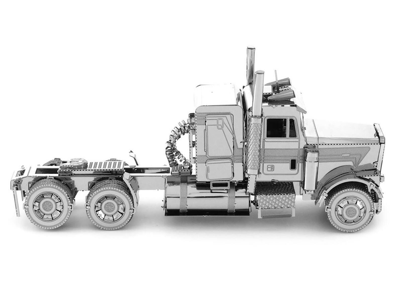 Angle. Metal Earth - Model Kit Freightliner FLC Long Nose Truck (Challenging Difficulty) Steel Model by Metal Earth - Silver.
