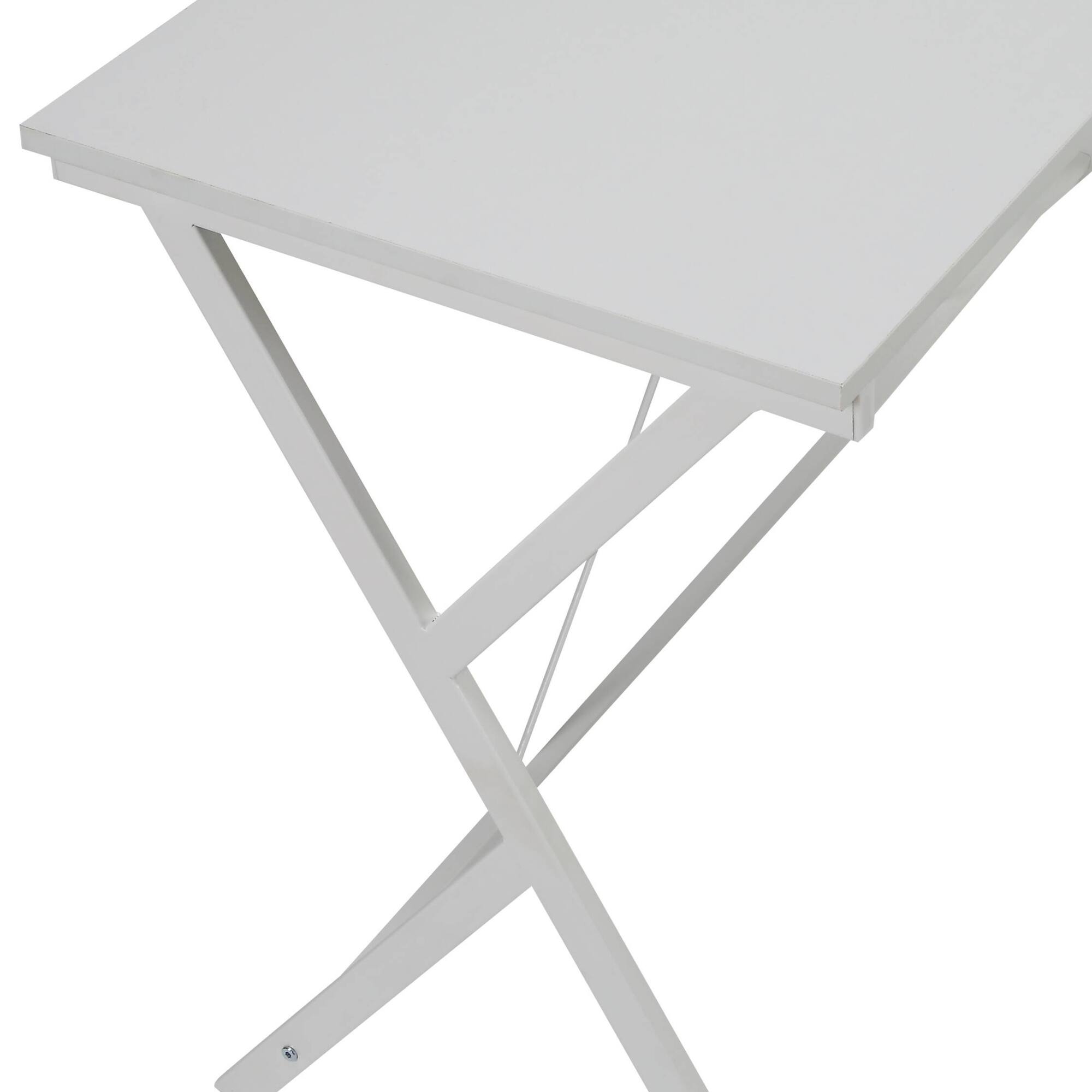 Alt View 3. GOODSILO - L-Shaped Computer Desk with Metal Frame and Mobile CPU Holder for Compact Workspaces - White.