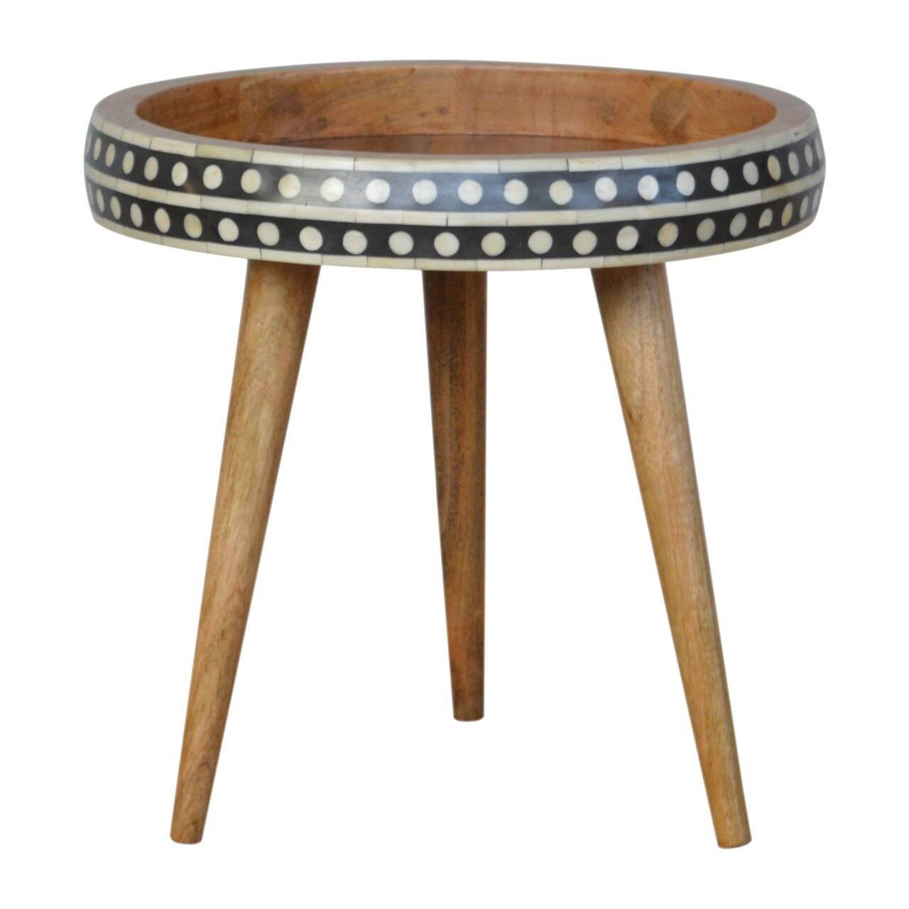 Left. Artisan Furniture - Artisan Furniture Solid Wood Small Dotted End Table, Black and White - Black and White.