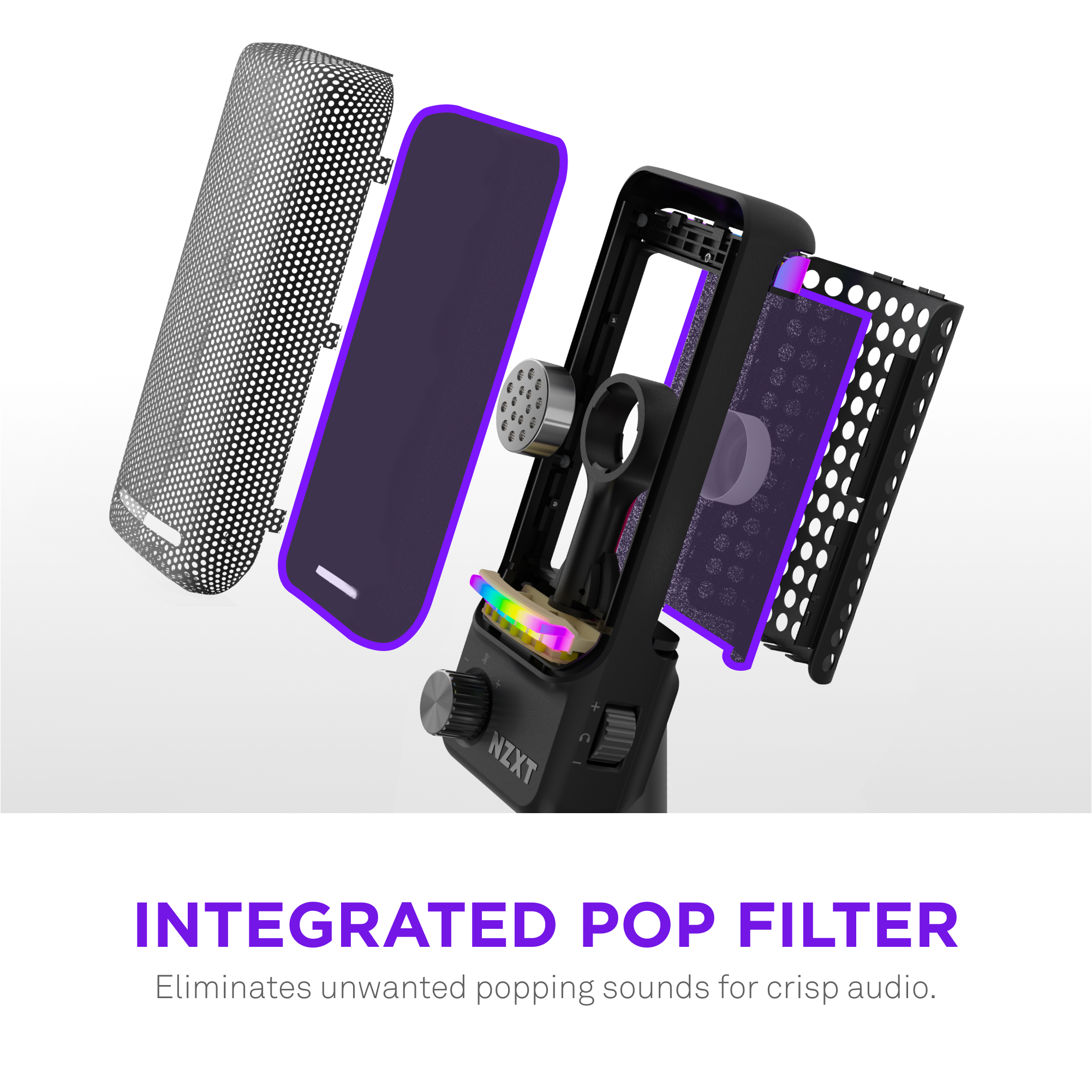 Integrated Pop Filter Eliminates unwanted popping sounds for crisp audio.