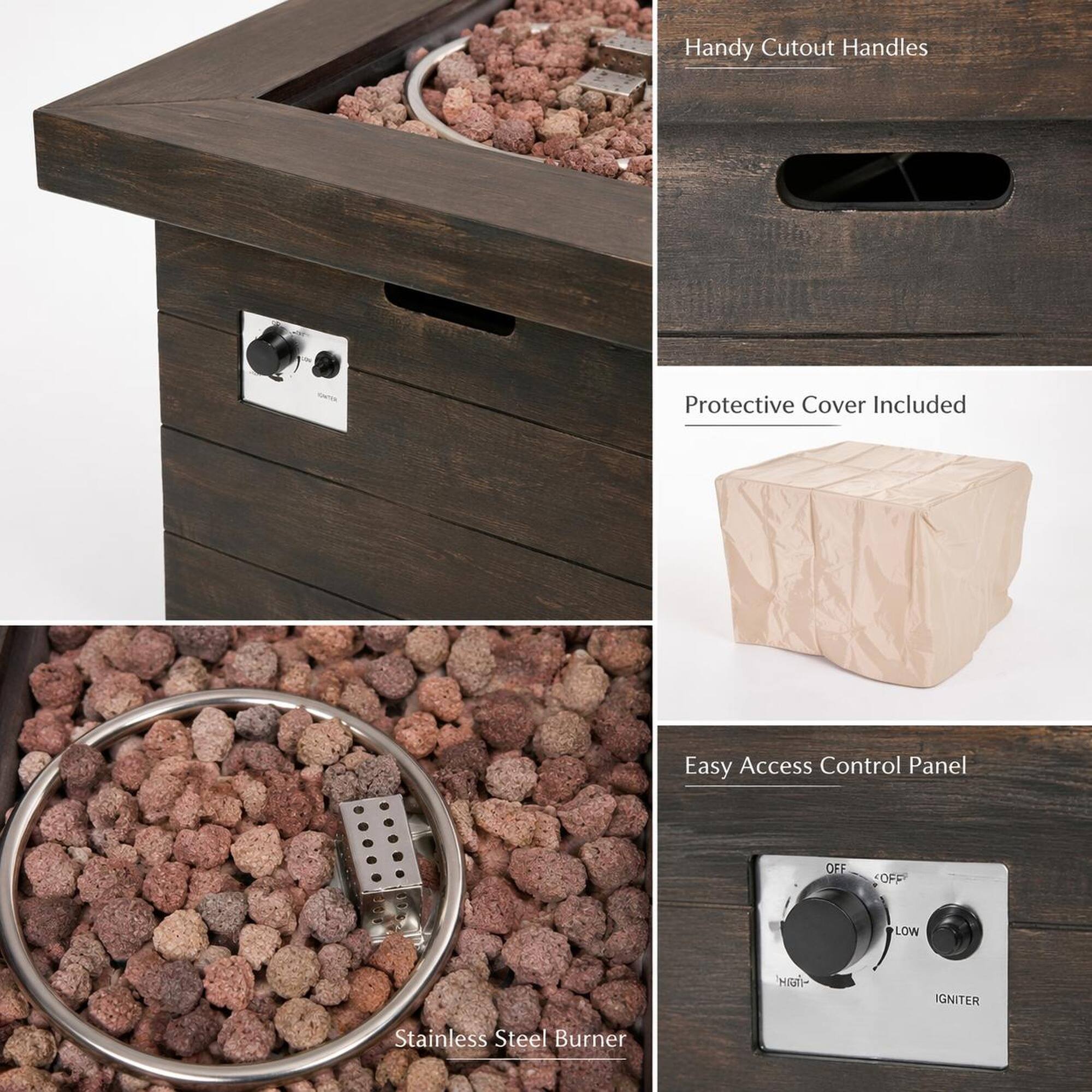 Handy Cutout Handles  
Protective Cover Included  
Easy Access Control Panel  
OFF OFF  
FLOW  
IGNITER  
Stainless Steel Burner