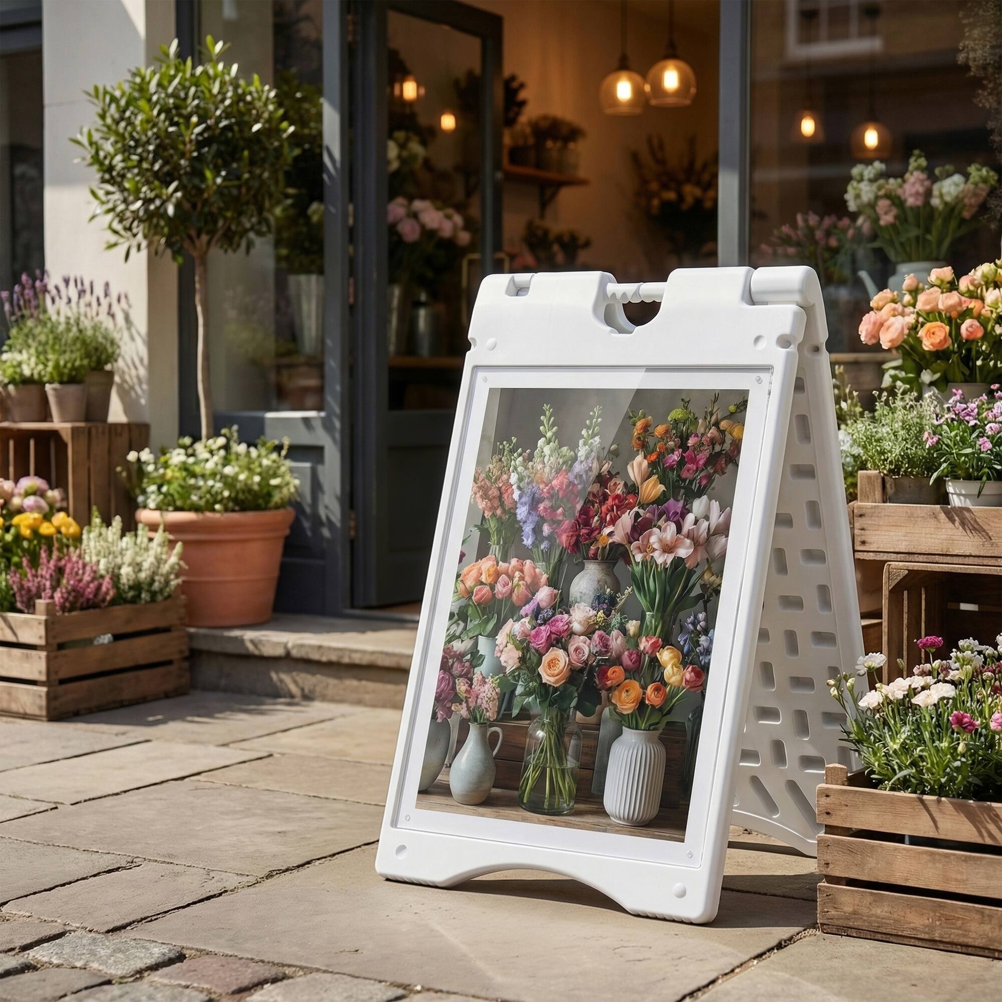 Alt View 1. Vinsetto - Frame Sandwich Board Signs Outdoor 22" x 28" Sidewalk Sign with Weighted Tank & Weatherproof Design.
