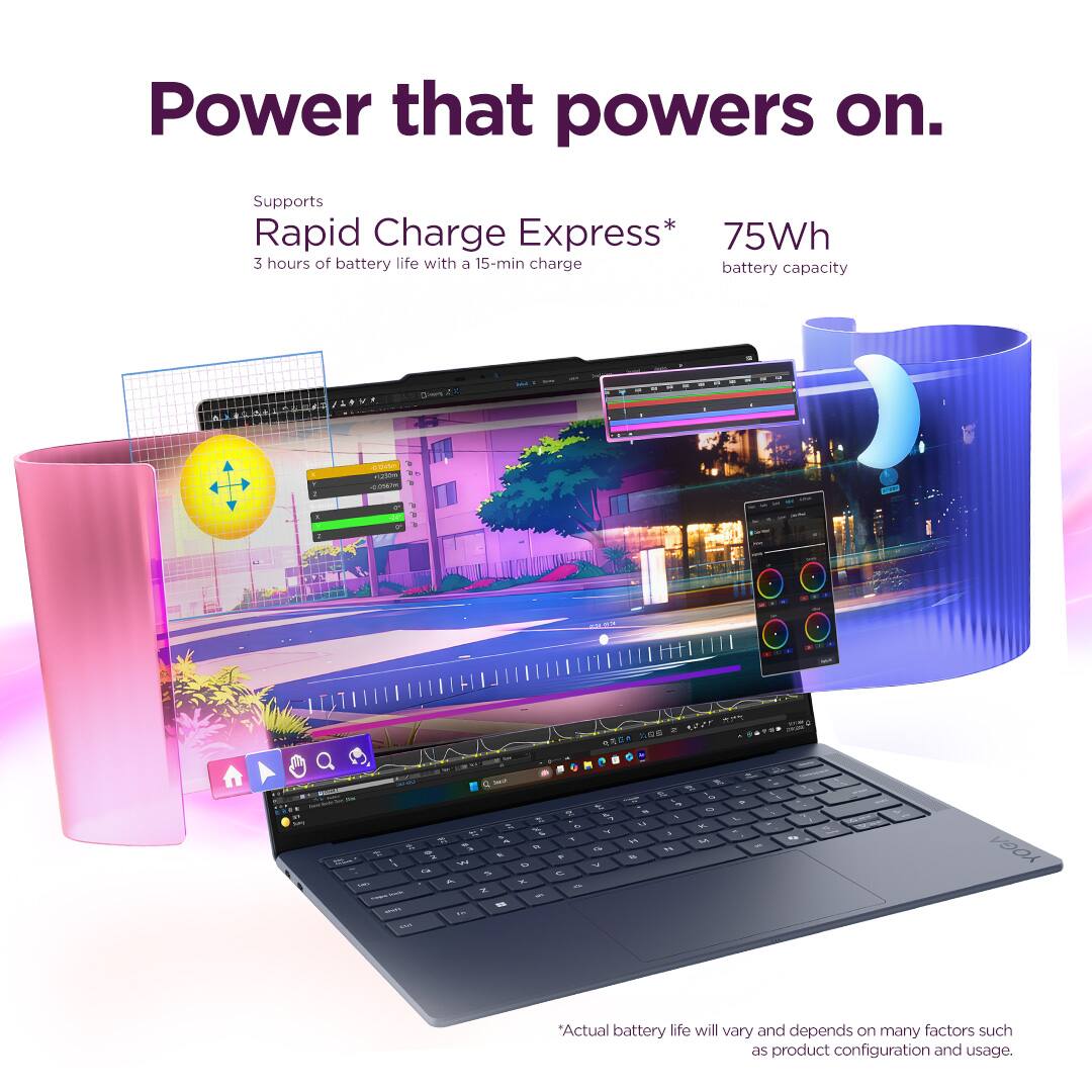 Power that powers on.  
Supports Rapid Charge Express*  
75Wh  
3 hours of battery life with a 15-min charge  
battery capacity  

*Actual battery life will vary and depends on many factors such as product configuration and usage.