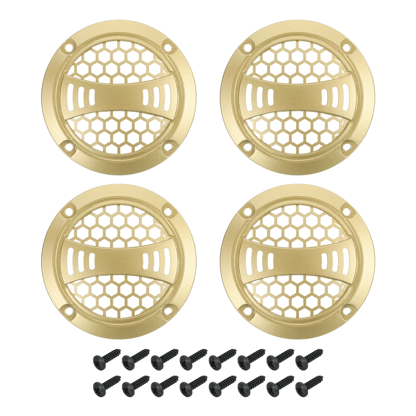 Unique Bargains - 4pcs 2" Speaker Grill Mesh Plastic Woofer Guard Protector Plastic Frame with Screws for Home Audio Car Speaker - Gold