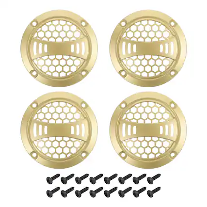Front. Unique Bargains - 4pcs 2" Speaker Grill Mesh Plastic Woofer Guard Protector Plastic Frame with Screws for Home Audio Car Speaker - Gold.