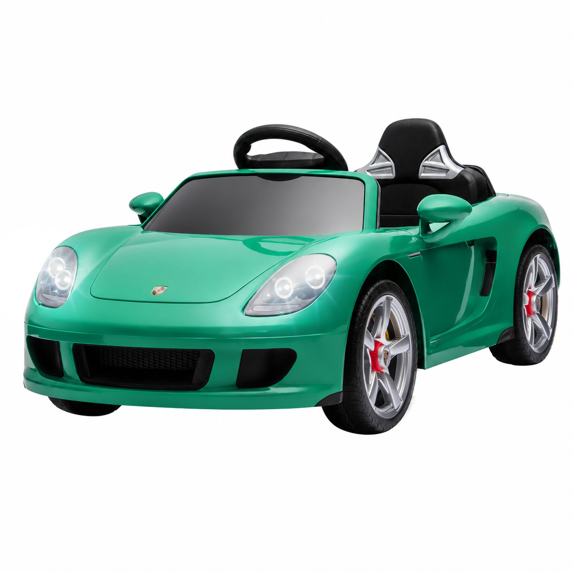 Front. Qaba - Kids Ride On Car, Licensed Porsche Carrera GT with Remote, Rear Suspension - Green.