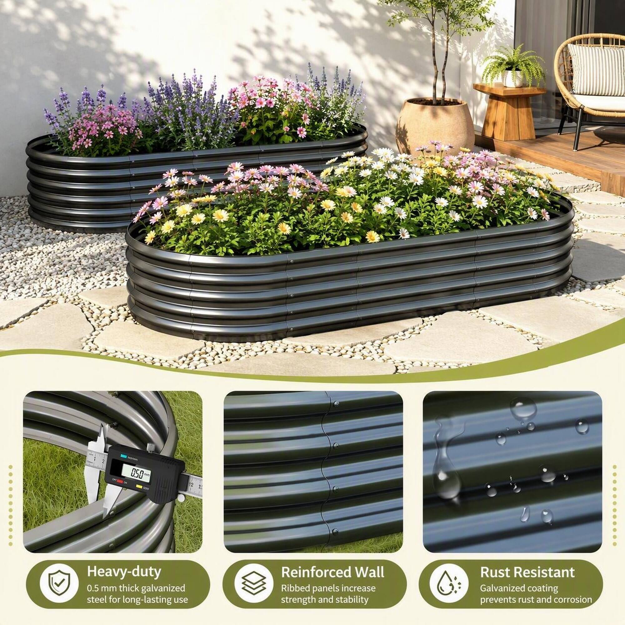 050
2
Heavy-duty 0.5 mm thick galvanized steel for long-lasting use
Reinforced Wall Ribbed panels increase strength and stability
Rust Resistant Galvanized coating prevents rust and corrosion