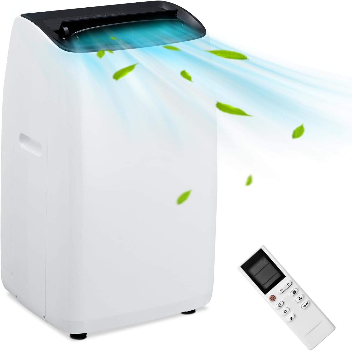 Front. Homhougo - 14,000 BTU Smart Portable AC with Heater, Inverter Dual Hose, 4-in-1 Cooling, Heating, Fan, For 550-700 Sq.Ft, Remote.