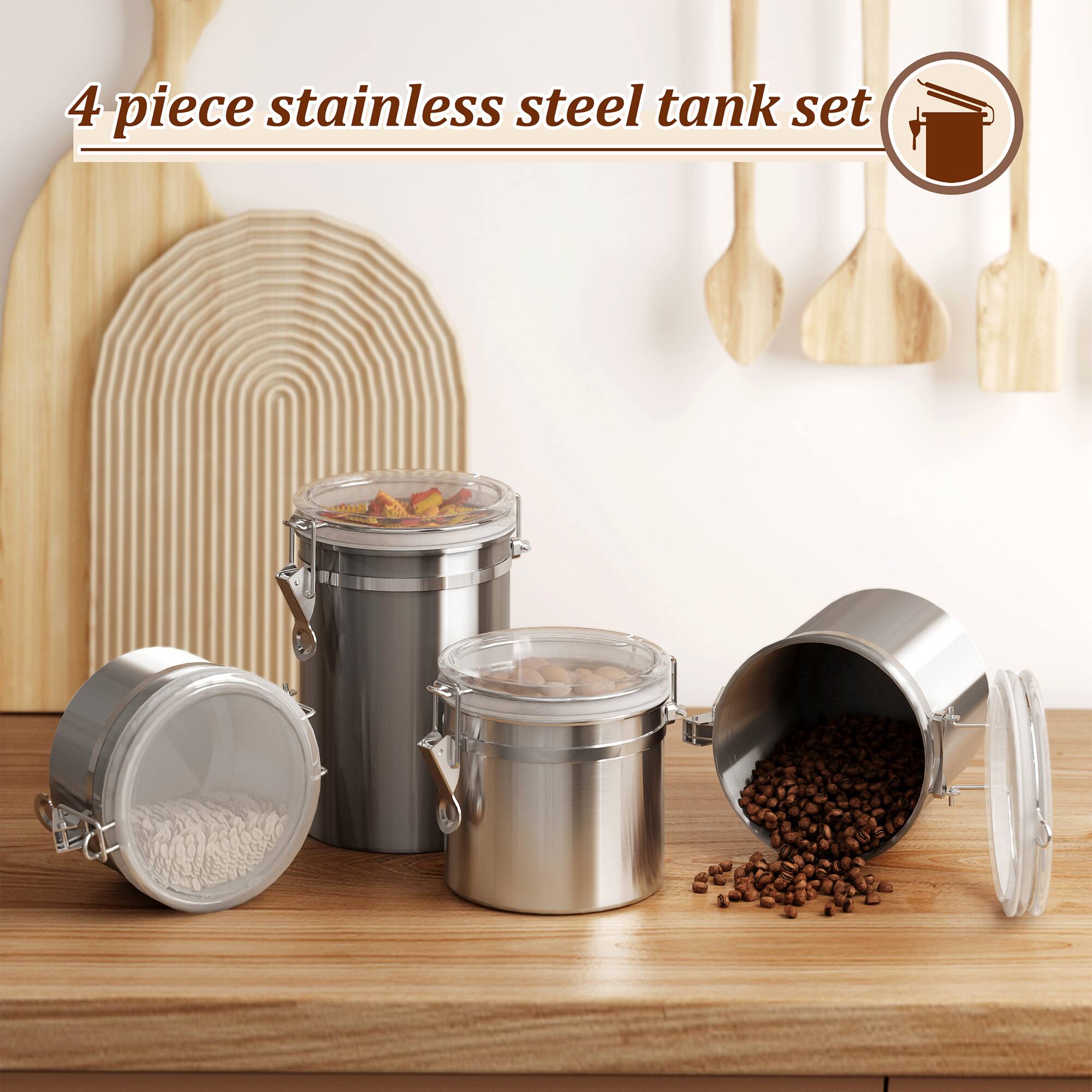 4 piece stainless steel tank set