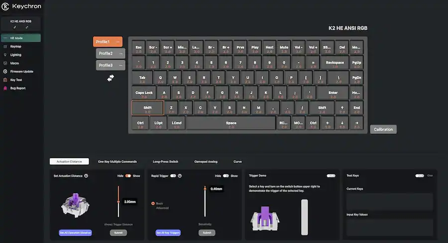 Keymap Ui Design Keyboard Keychron K2 HE 75% Custom Wireless RGB Mechanical Keyboard with ...