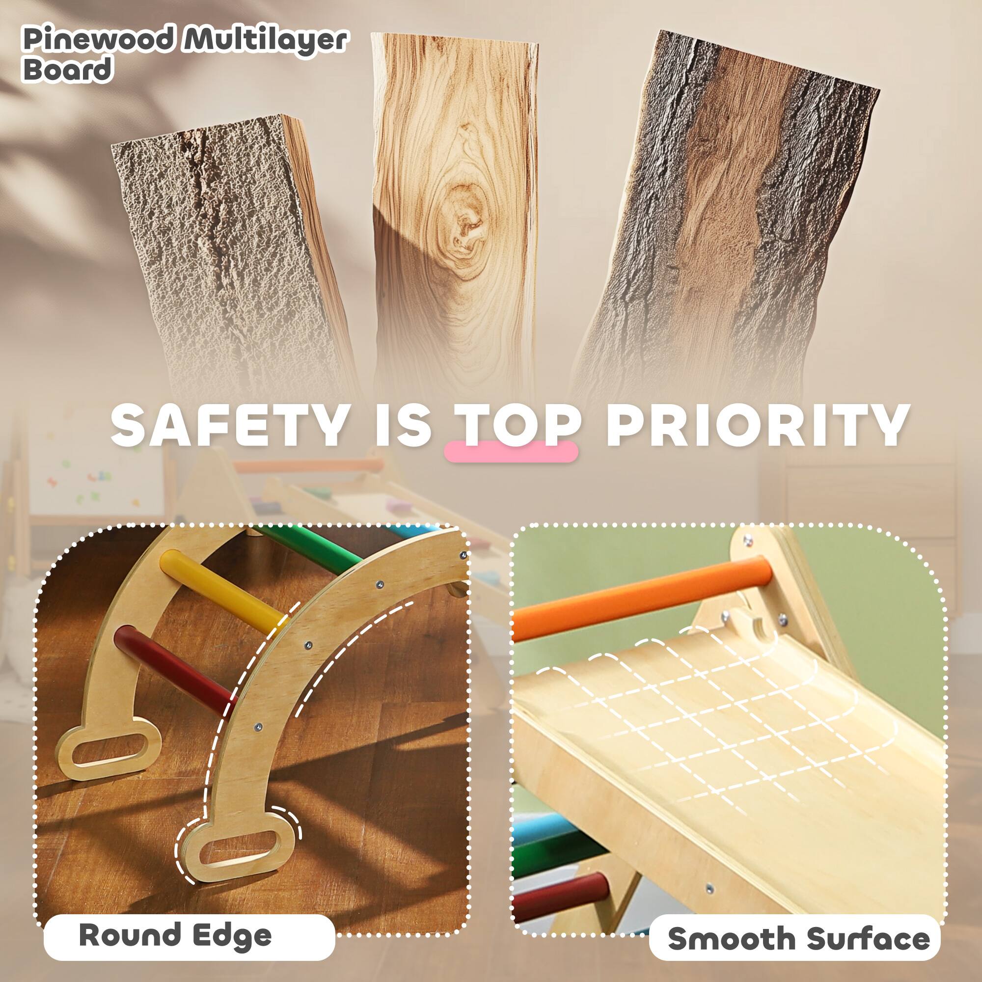 Alt View 1. Qaba - Pikler Triangle Set, 5 in 1 Indoor Toddler Climbing Toys with Ramp & Arch, Montessori Climbing Set, Baby Play Gym.