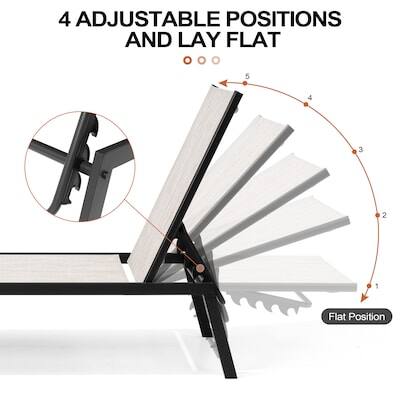 4 Adjustable Positions and Lay Flat

5 4 3 2 1

Flat Position