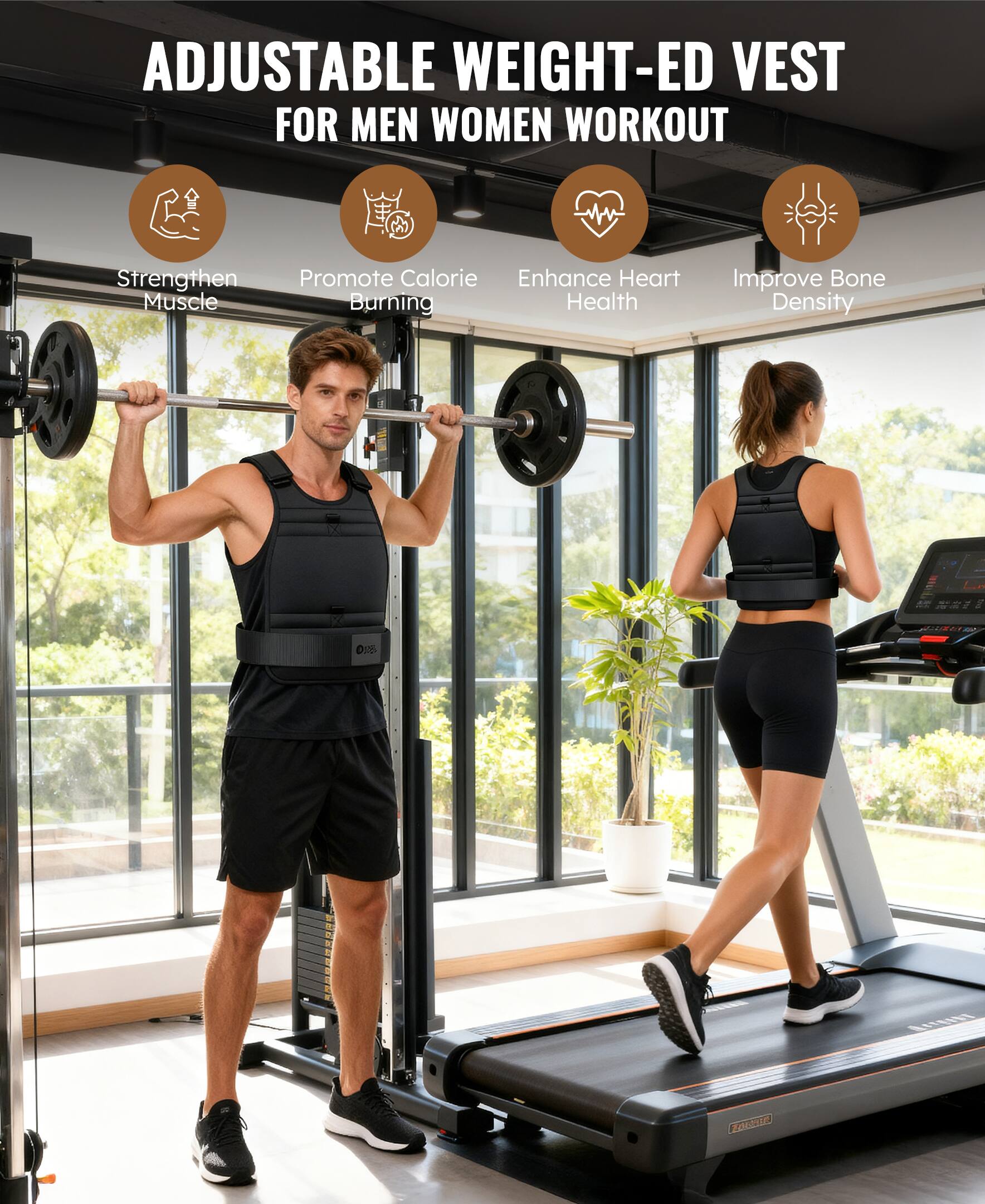 ADJUSTABLE WEIGHT-ED VEST FOR MEN WOMEN WORKOUT

- Strengthen Muscle
- Promote Calorie Burning
- Enhance Heart Health
- Improve Bone Density