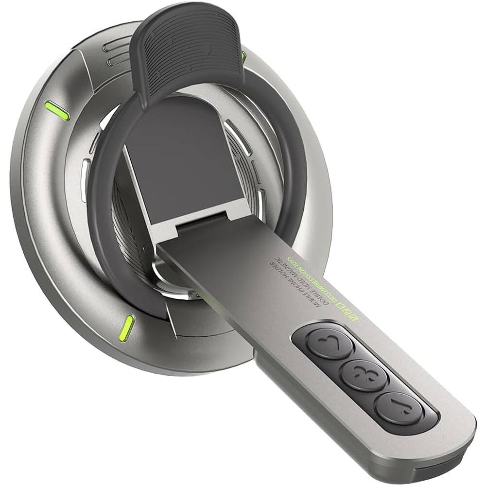 Front. PARKER SLATER - Magnetic Phone Grip & Stand – 360° Rotation, Silicone, Black - Black.