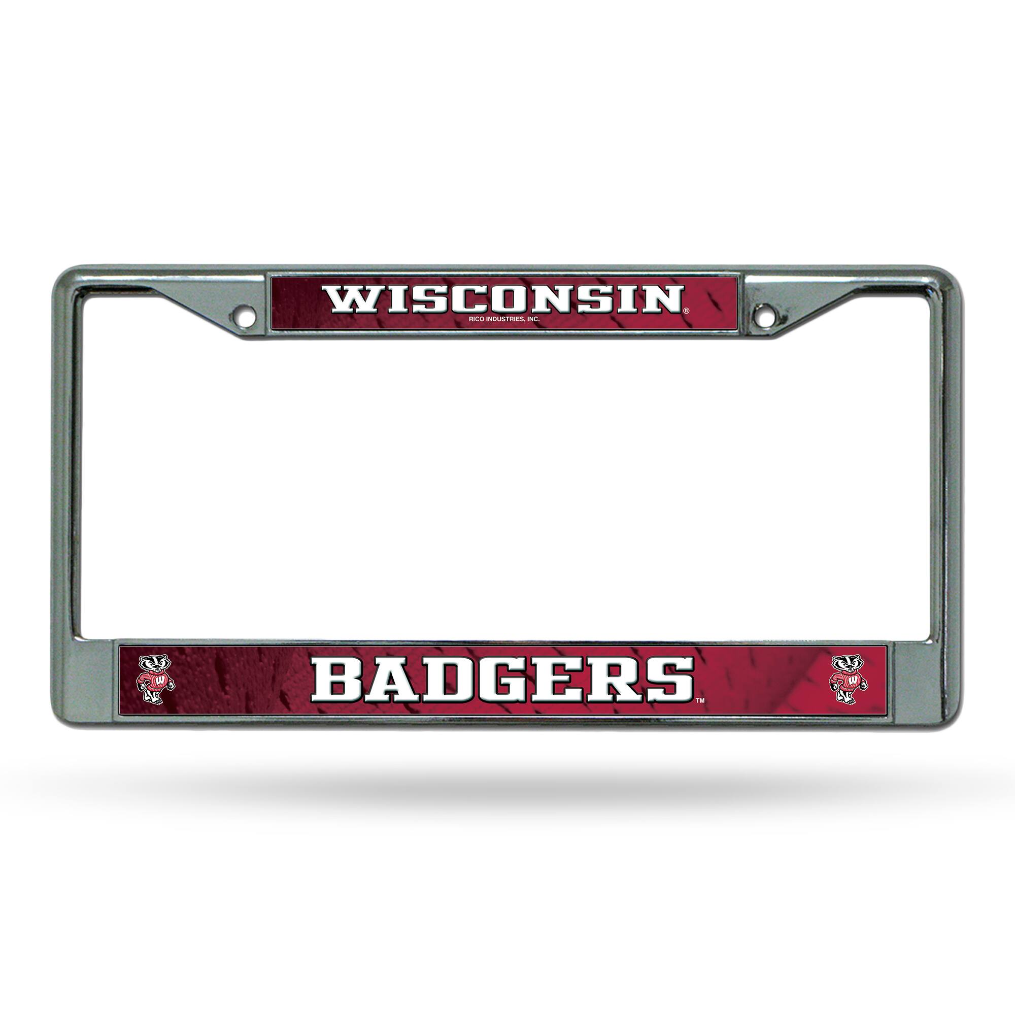 Wisconsin Badgers Chrome Metal License Plate Frame