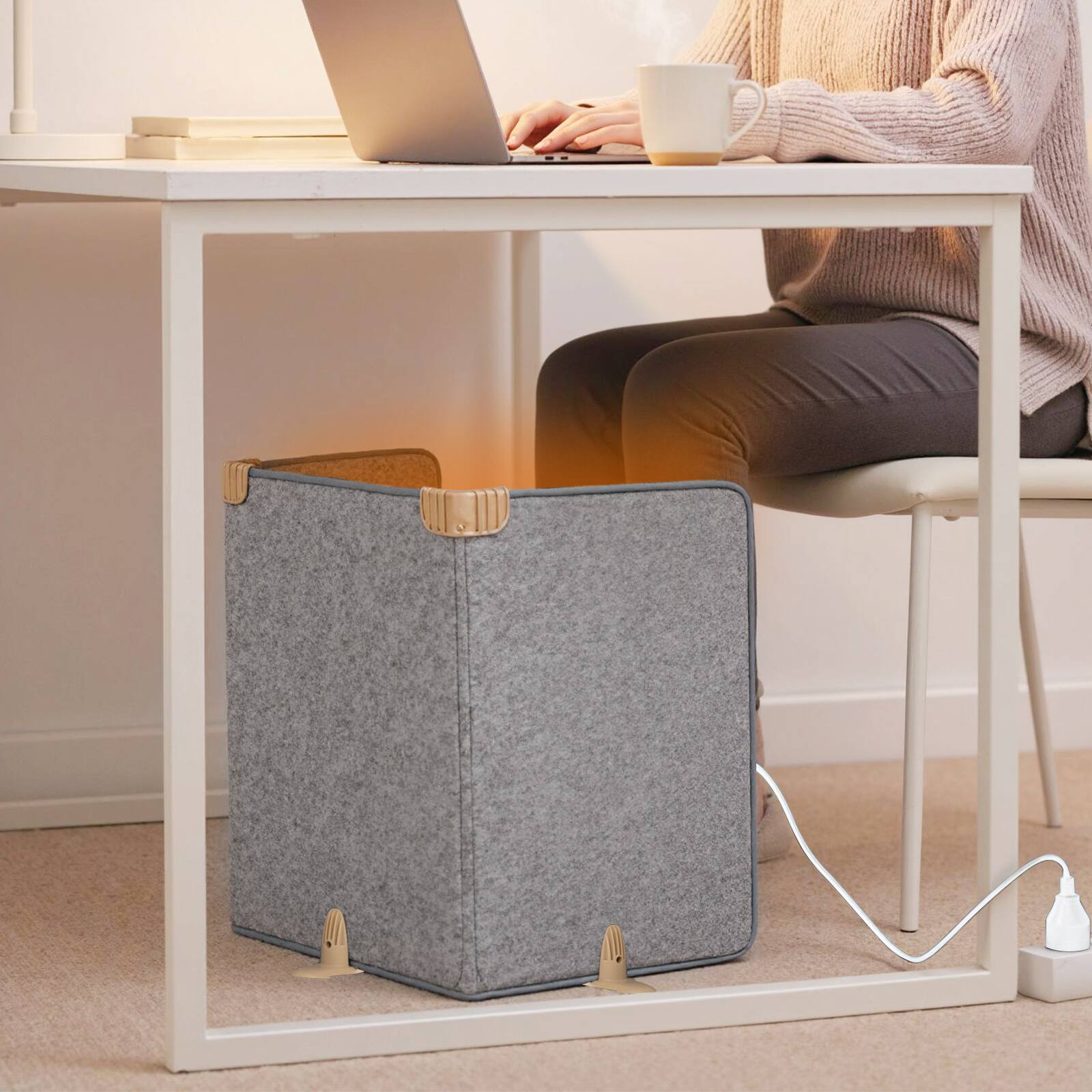 Alt View 2. Costway - Costway 3-Fold Under Desk Space Heater with 3-Level Thermostat & 4H Timer for Home, Office - Gray.