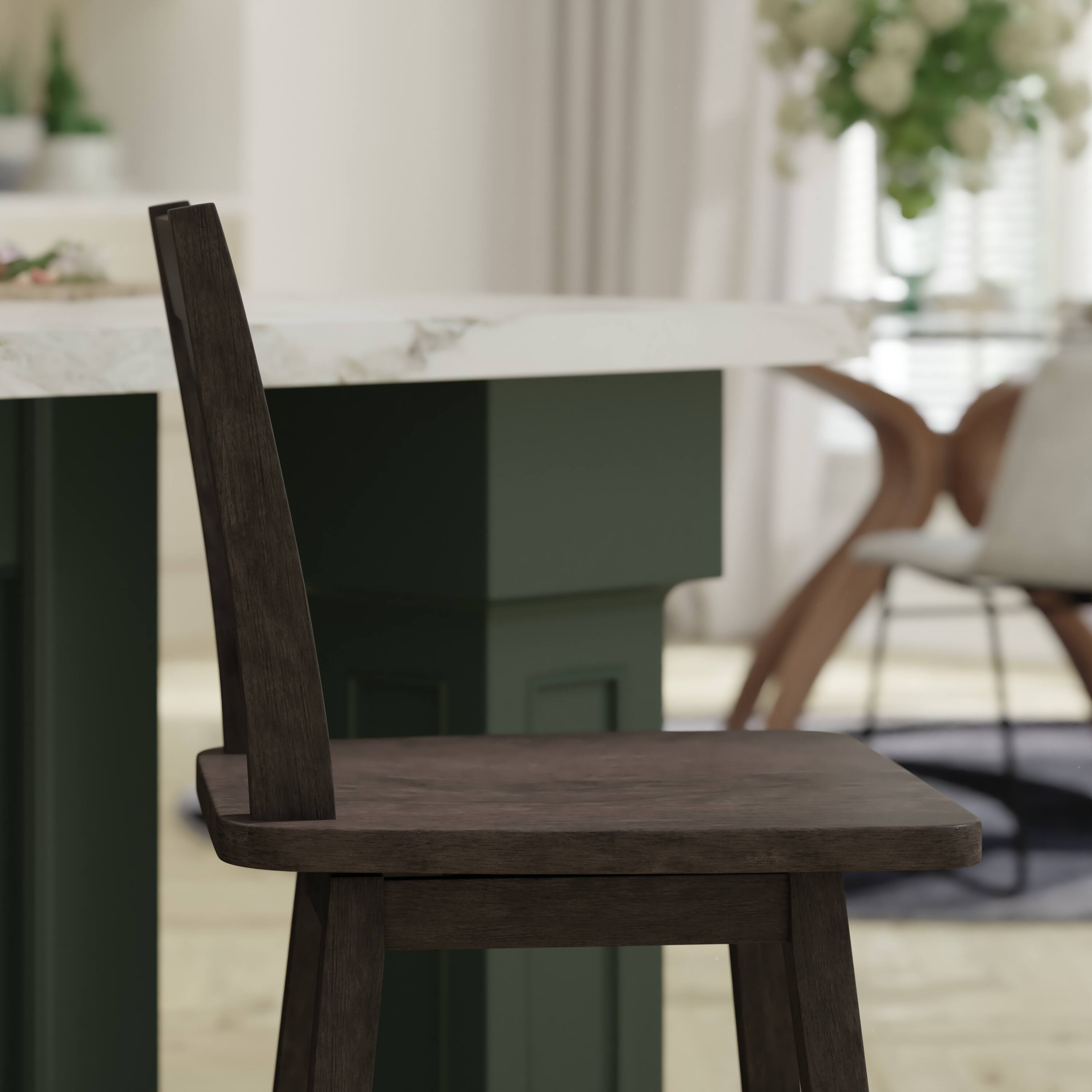 Alt View 4. Emma + Oliver - Luther Wooden Modern Farmhouse Swivel Dining Stool with Decorative Carved Back - Gray Wash Walnut.