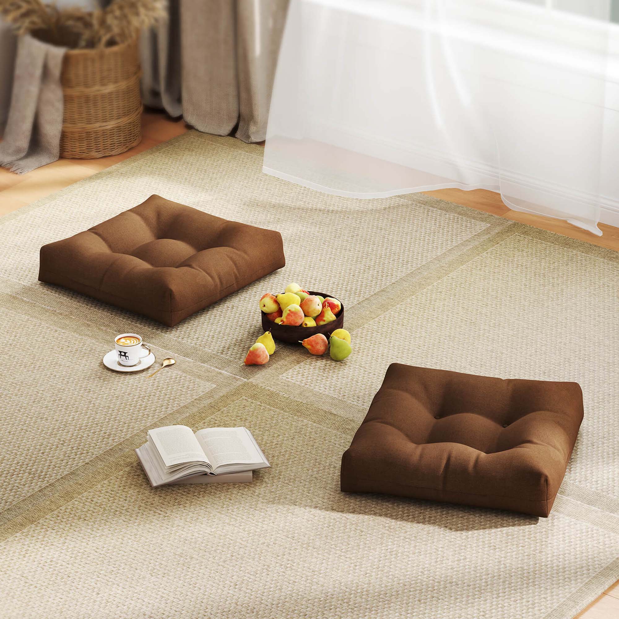Alt View 1. Costway - Costway 2 PCS 21" x 21" Patio Chair Seat Cushion Pads Indoor/Outdoor - Brown.