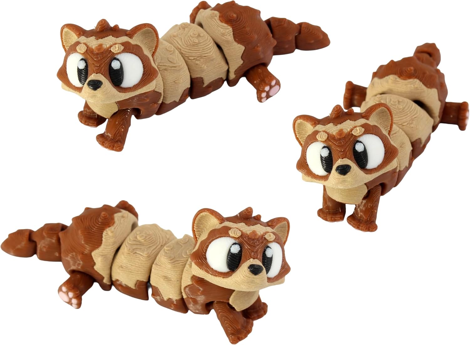 3D Printed Articulated Ferret Fidget Toy 3 Pack – Flexible Cute Animal Desk Decor, Adult Collectible Fidget by PowerTRC