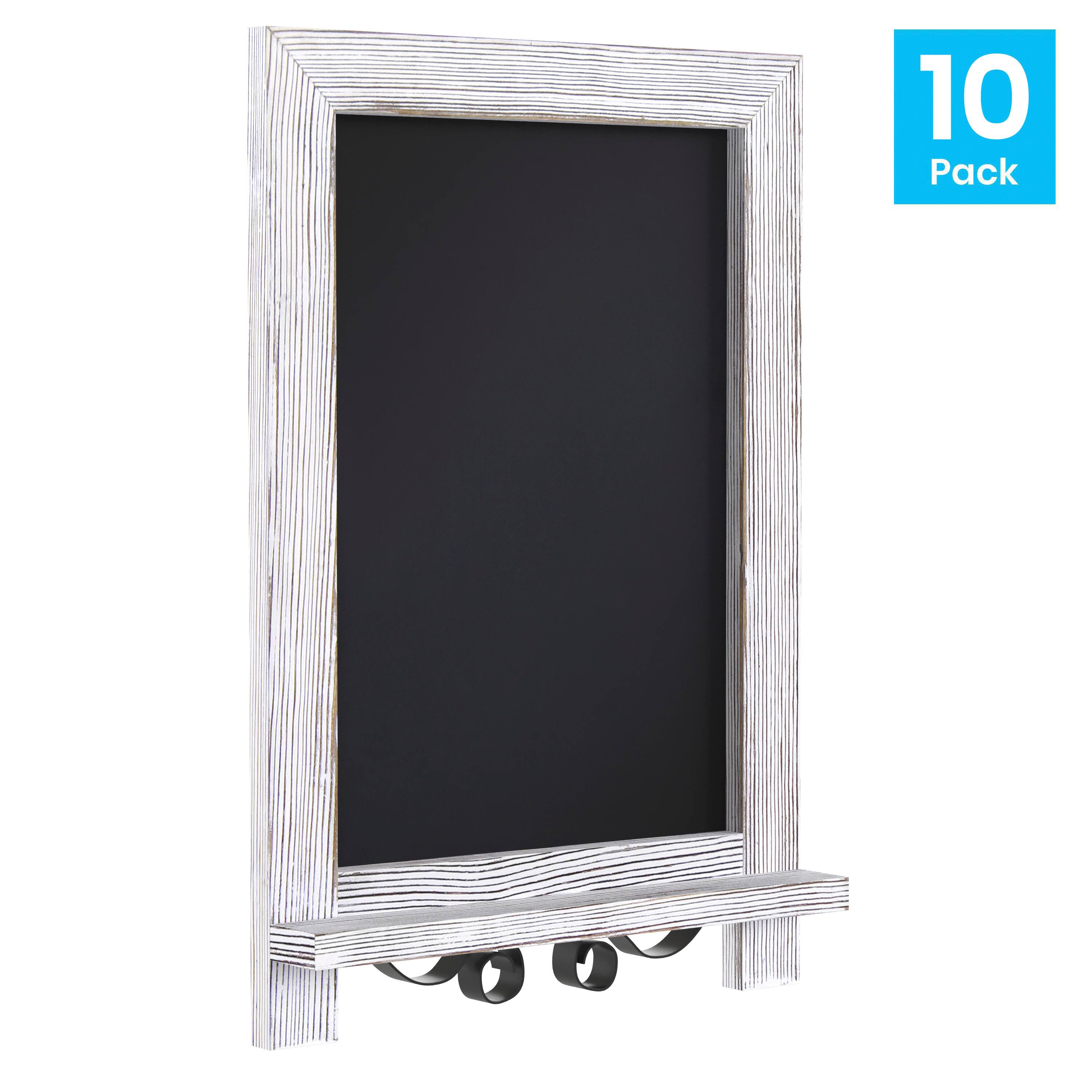 Alt View 1. Emma + Oliver - Burke Rustic Vintage Tabletop or Wall Hanging Chalkboard with Magnetic Surface and Folding Legs - White Wash.