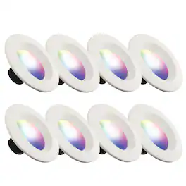 Energizer - 8-Pack Smart Wi-Fi Multi-Color LED Light Recessed Downlight, 6 inch 85W BR30 E26, 1100 Lumens - Multicolor