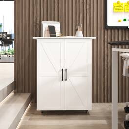 FUFU & GAGA - Multi-Purpose Mobile Storage Cabinet with Wheels, Multi-Tier Shelves and Modern Minimalist Design for Home or Office - White