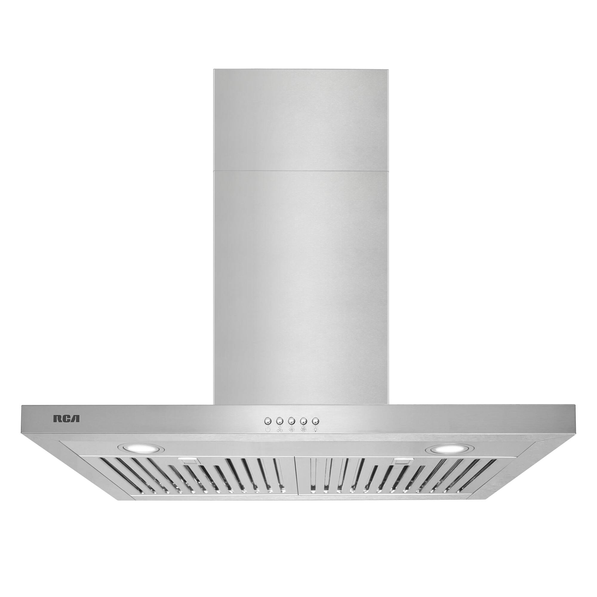 Front. RCA - 30 in. Sterling Collection 400 CFM Ducted T-Shape Wall Mount Range Hood, Push Buttons, LEDs - Stainless Steel.