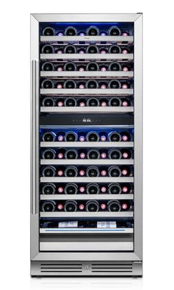 Yeego - 24" Dual Zone Wine Cooler Refrigerator , 89 Bottle , Freestanding & Built-in,40-65°F for Home Bar - Stainless Steel