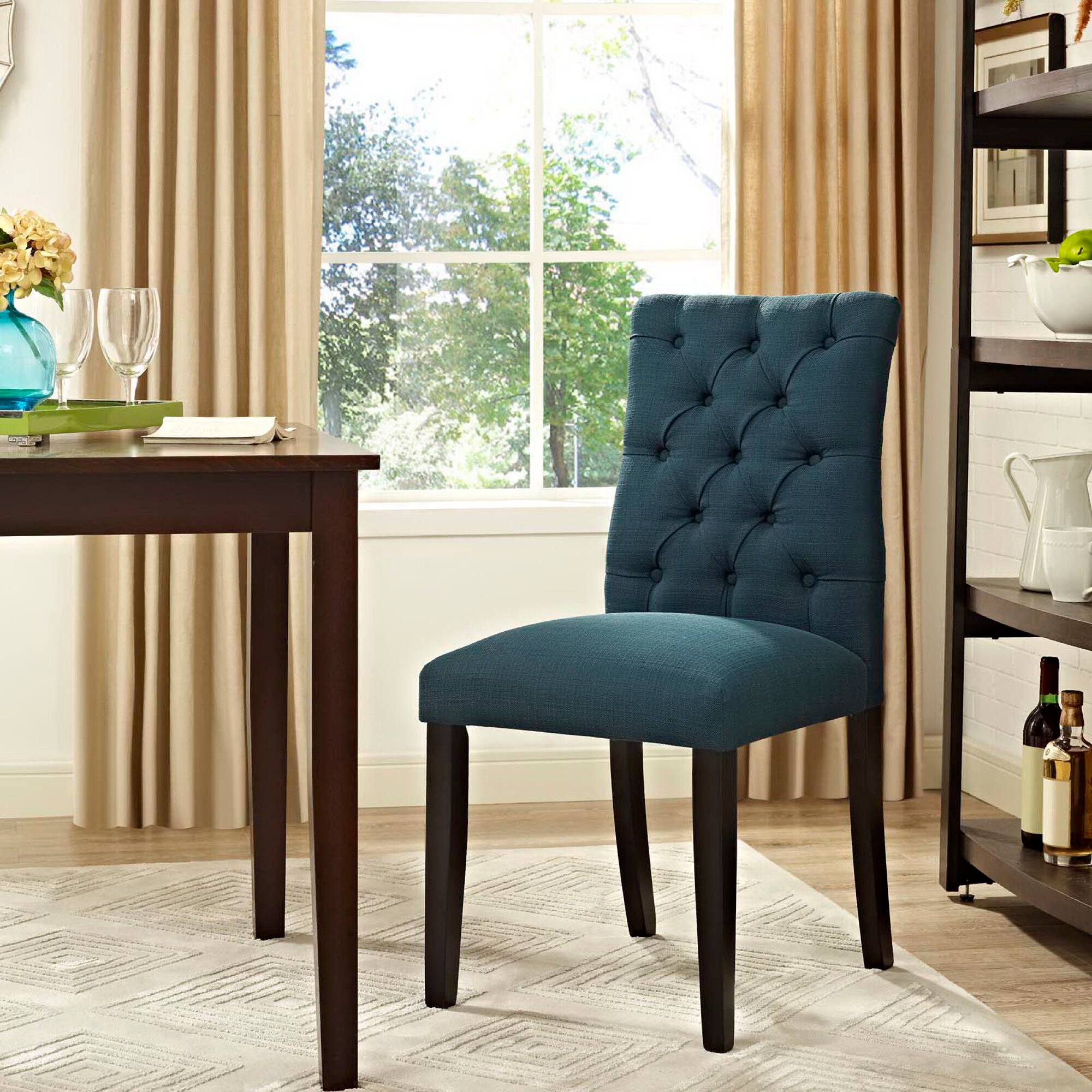 Back. Modway - Duchess Button Tufted Fabric Dining Chair by Modway - Blue.
