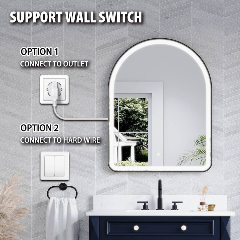SUPPORT WALL SWITCH

OPTION 1
CONNECT TO OUTLET

OPTION 2
CONNECT TO HARD WIRE