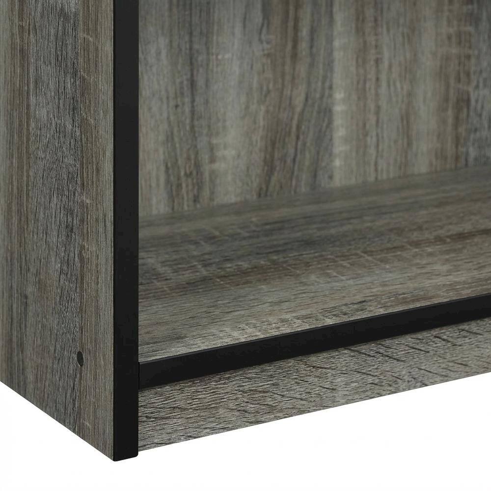 Alt View 2. FurniFact - Grey 3-Tier Bookcase with Wood Shelves for Organized Storage - French Oak Grey/Black.