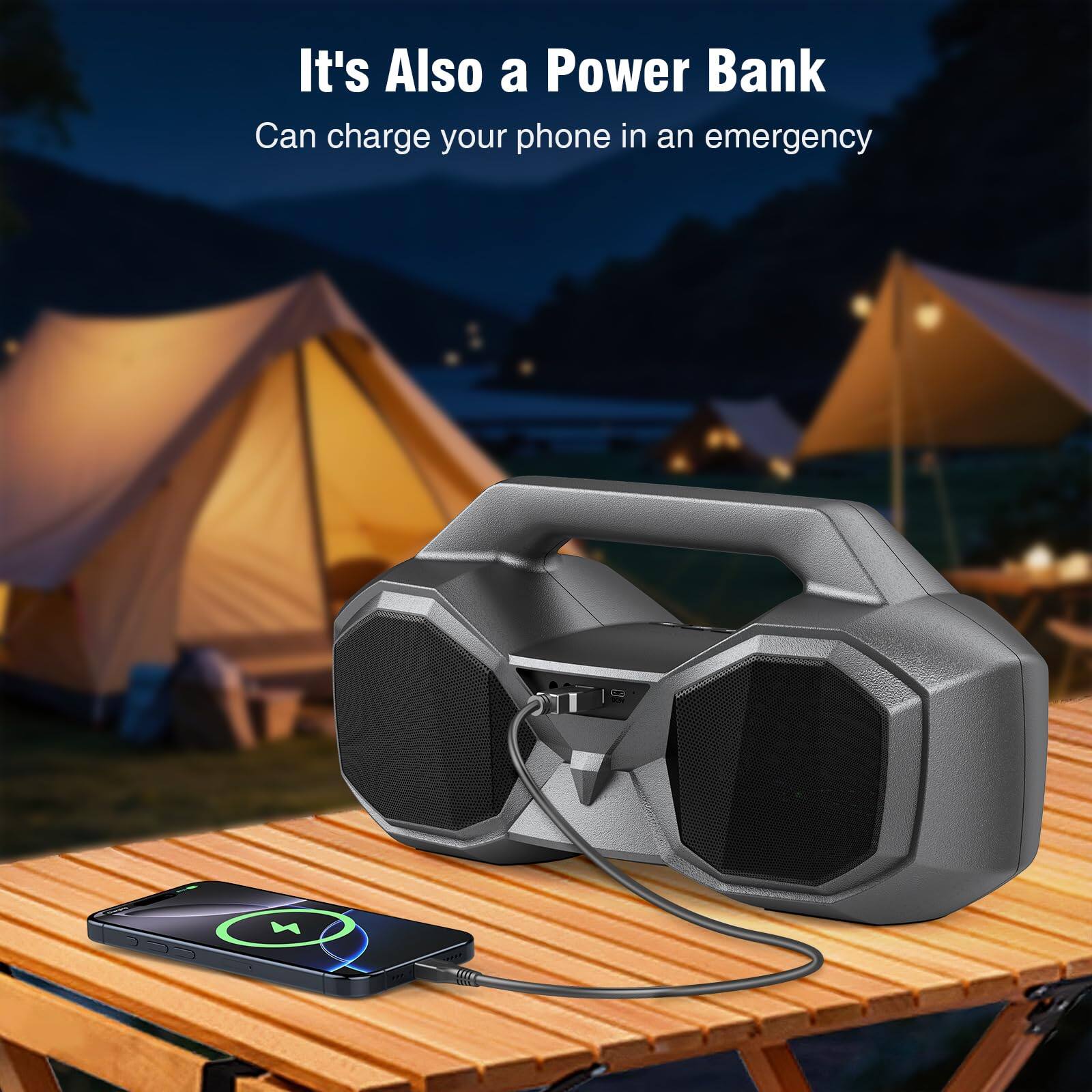 It's Also a Power Bank  
Can charge your phone in an emergency