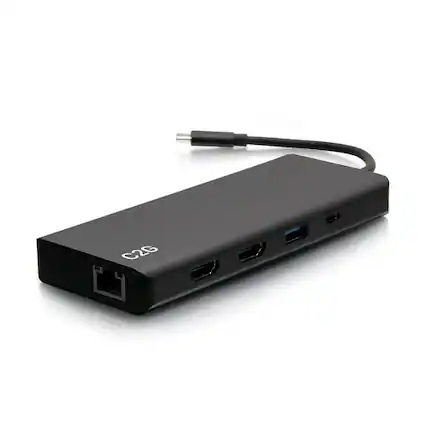 Front. C2G - C2G54488 USB-C 9-in-1 Dual Display Docking Station - Black - HDMI - Ethernet.