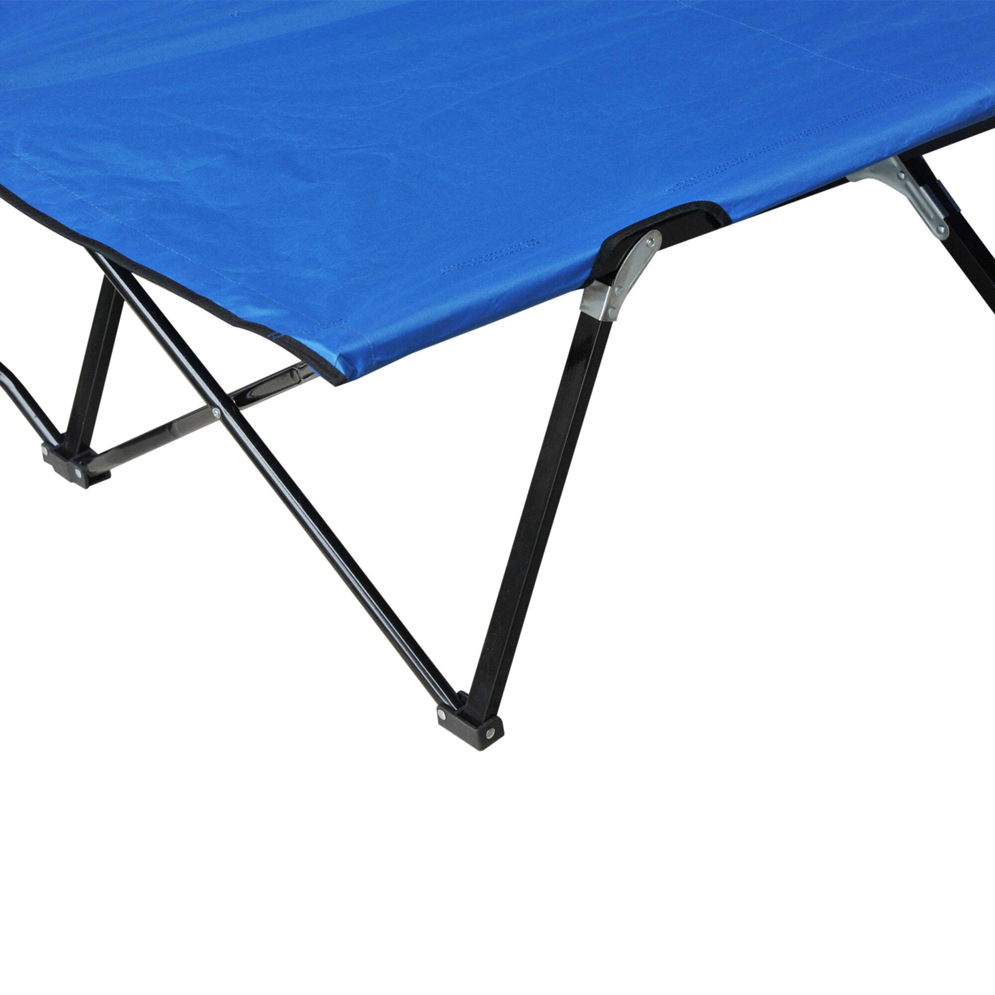 Alt View 4. Outsunny - Outsunny 2 Person Folding Camping Cot for Adults, 50" Extra Wide Outdoor Portable Sleeping Cot - Blue.