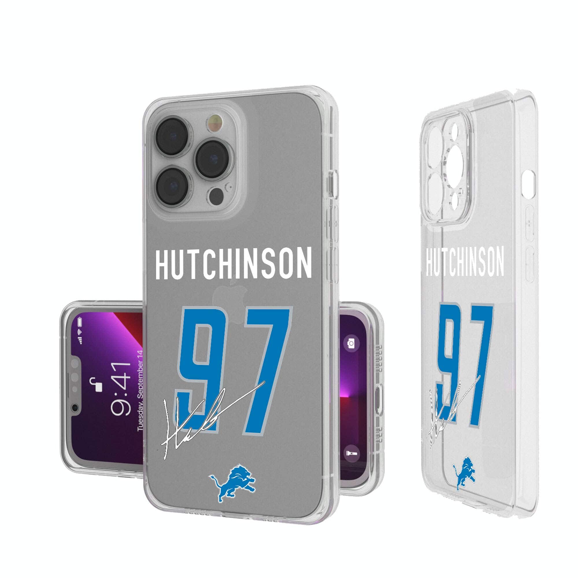 Keyscaper - NFL - Aidan Hutchinson Detroit Lions iPhone Clear Case - 16e - Multicolor