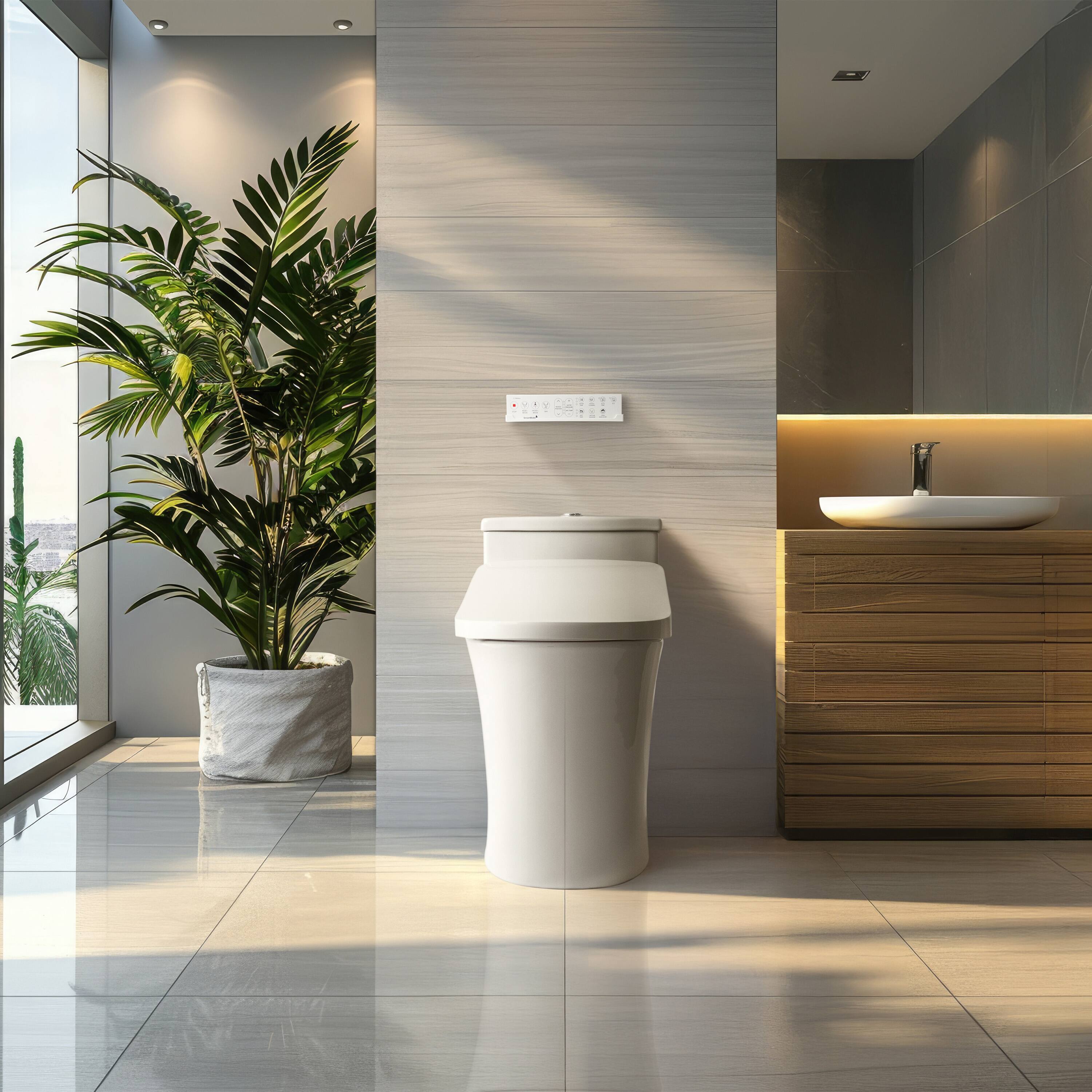 Angle. SmartBidet - SB-1200 Electric Smart Bidet™ Toilet Seat with Unlimited Warm Water, Heated Seat, Dryer, Massage - Elongated - White.