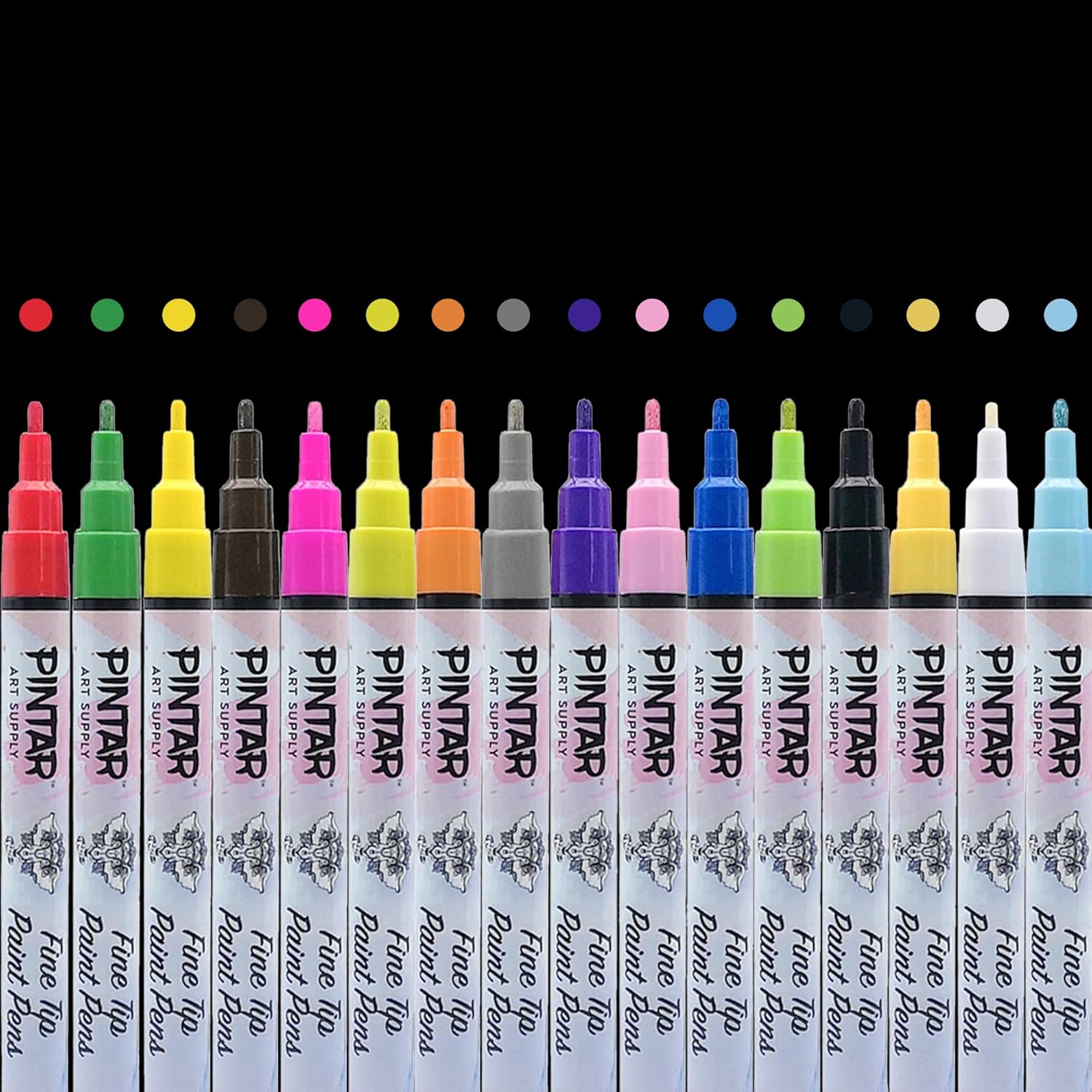 Pintar - Acrylic Paint Markers Set - Fine Tip Paint Pens - Acrylic Markers Paint Pens - Pack of 16, 1mm