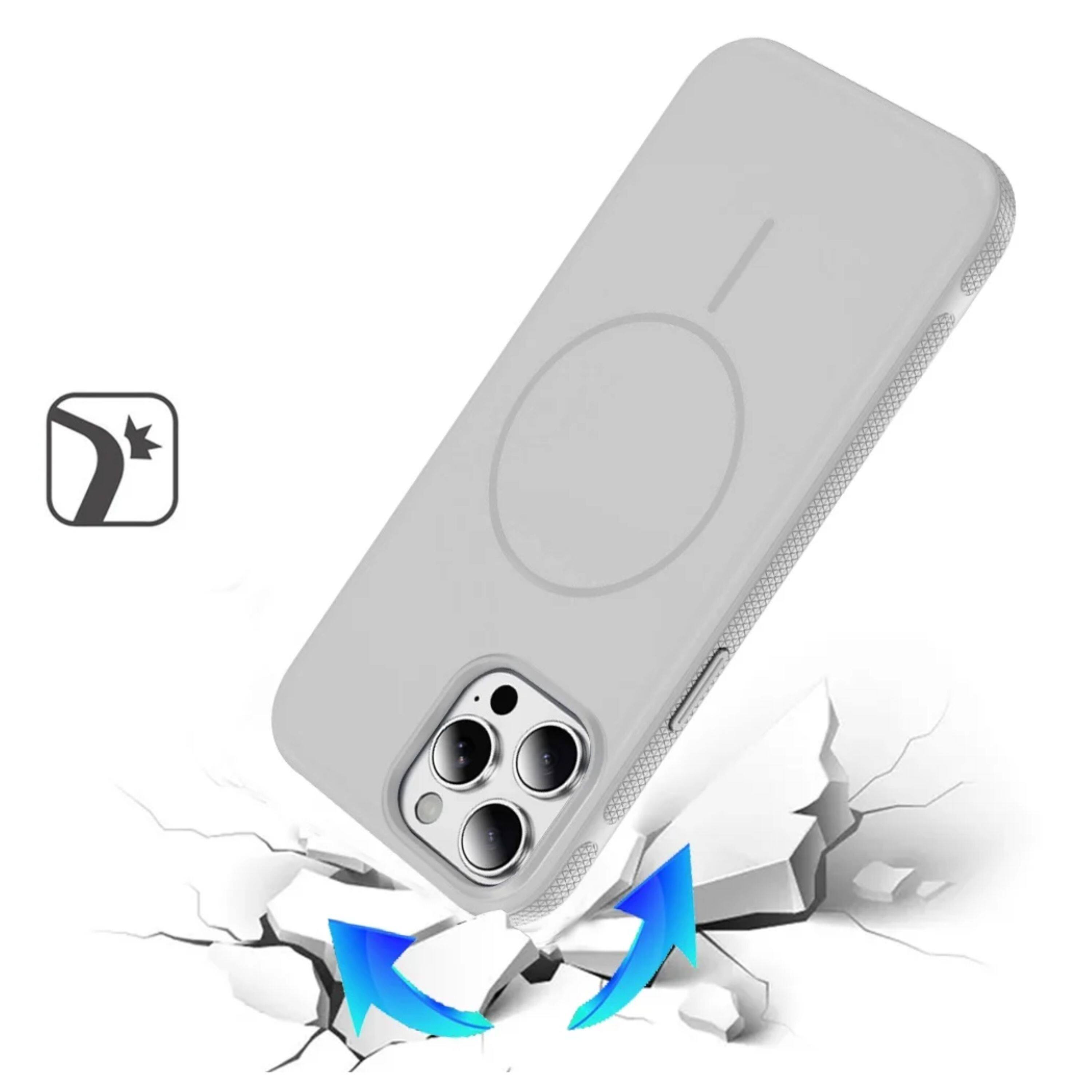 Angle. Kitcheniva - Rugged Side Grip Magnetic Circle Phone Case With Tempered Glass For iPhone 16 Pro Max Clear - Clear.