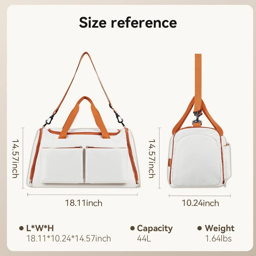 Size reference: 14.57inch, 18.11inch, 14.57inch, 10.24inch  
L*W*H: 18.11*10.24*14.57inch  
Capacity: 44L  
Weight: 1.64lbs