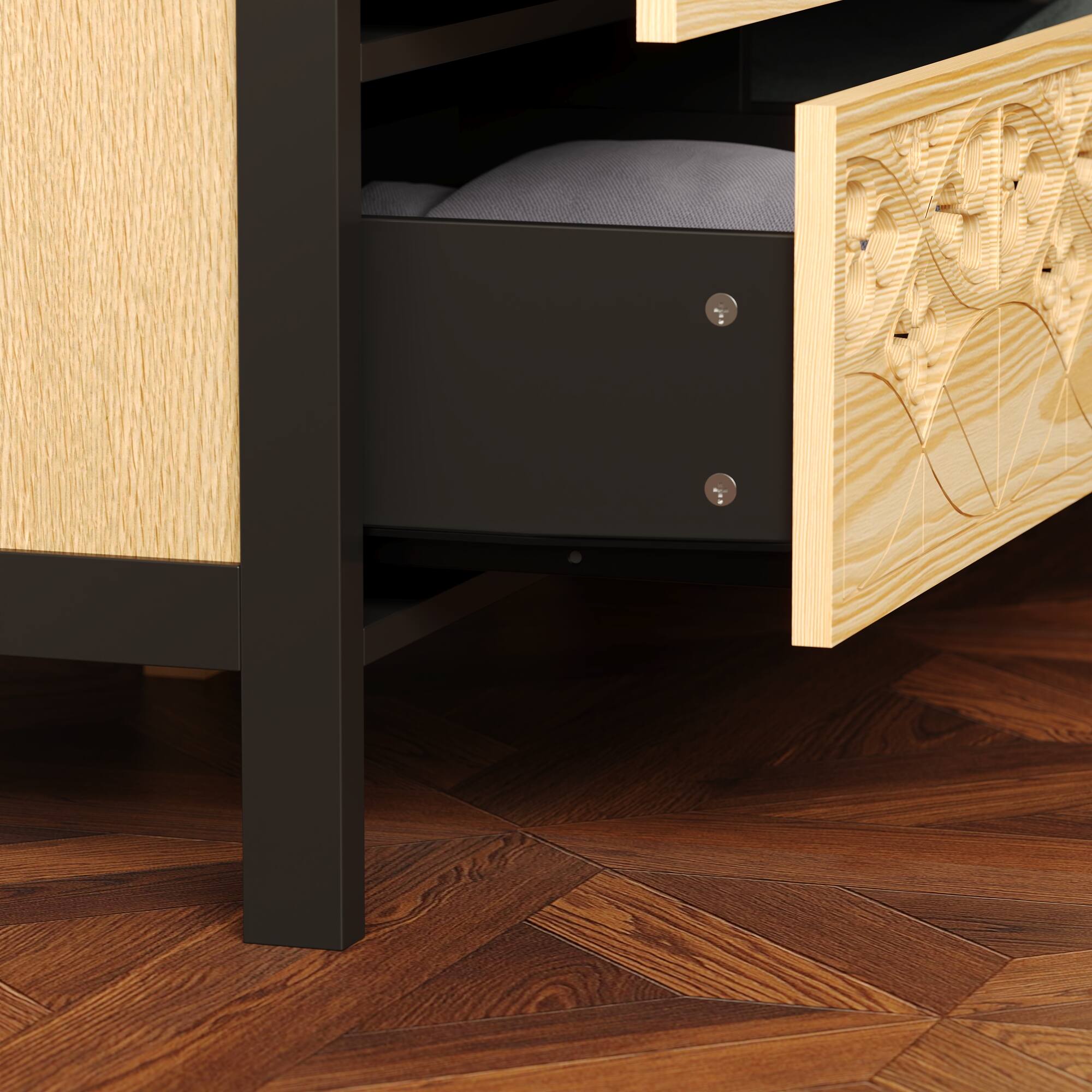 Alt View 8. FUFU&GAGA - FUFU&GAGA Carved Dresser: Anti - Tip, Stylish Storage for Any Style - Wooden.