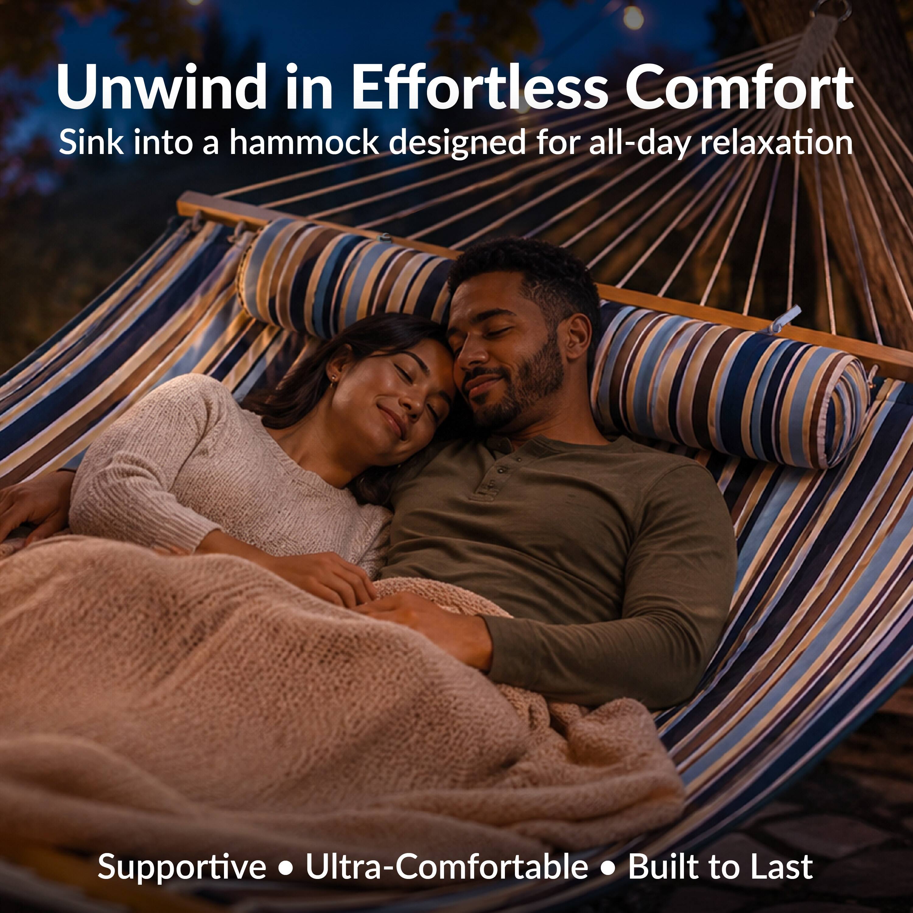 Unwind in Effortless Comfort  
Sink into a hammock designed for all-day relaxation  

Supportive • Ultra-Comfortable • Built to Last