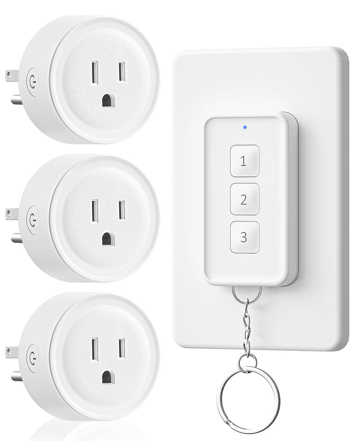 Front. RTMB - Mini Remote Control Outlet, Wireless, 100ft Range, White - White.
