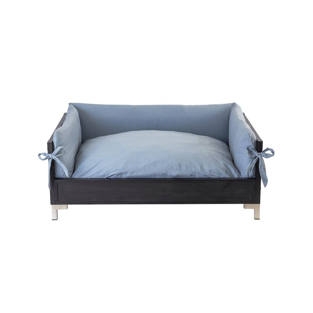 Front. New Age Pet - ECOFLEX Manhattan Raised Dog Bed with Cushion Large - Espresso.