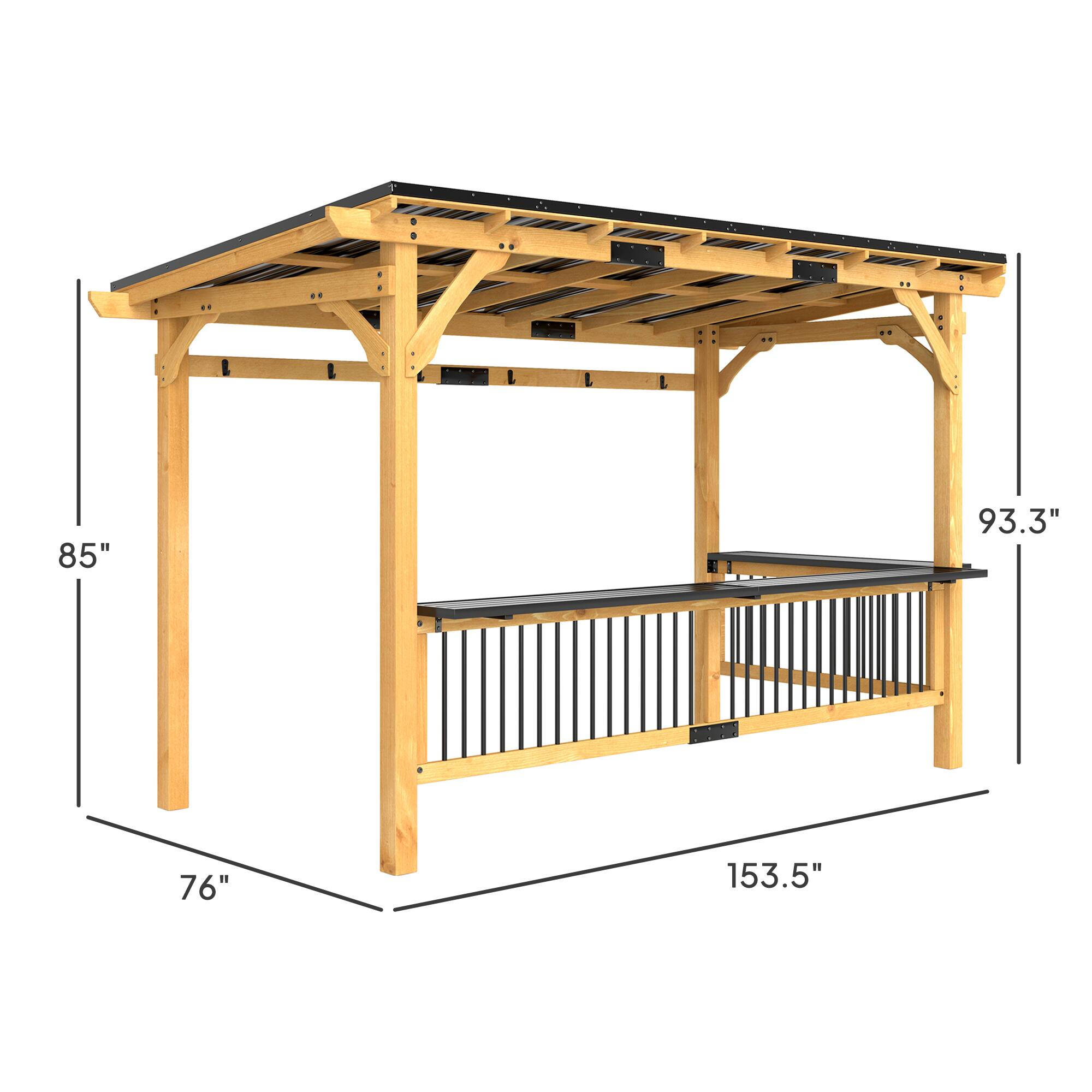 Outsunny x 6' Wooden BBQ Grill Gazebo, Outdoor Hardtop Grill
