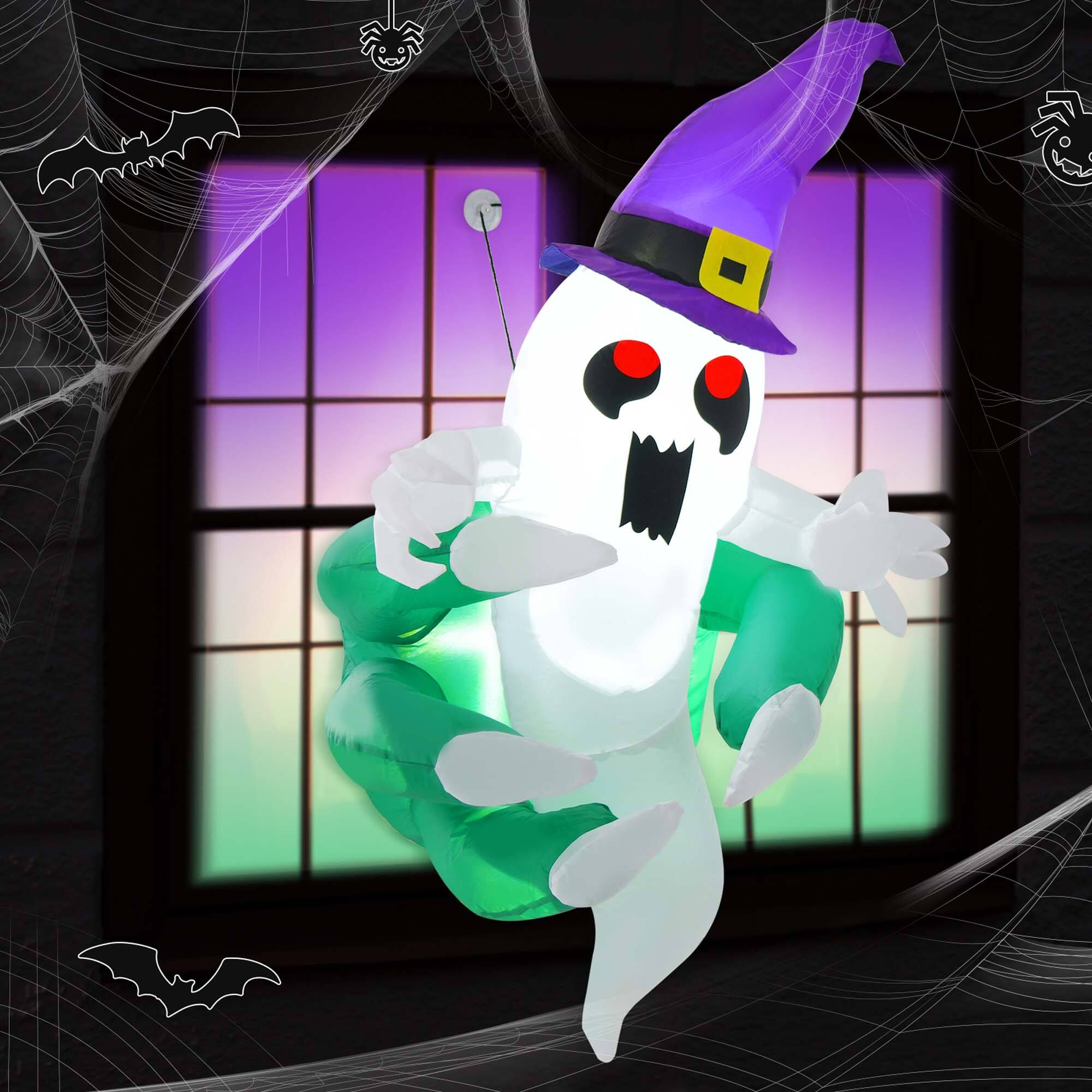 Alt View 4. Costway - Costway 3.6' Halloween Inflatable Ghost Indoor Outdoor Blow Up Flying Halloween Decor - Multicolor.
